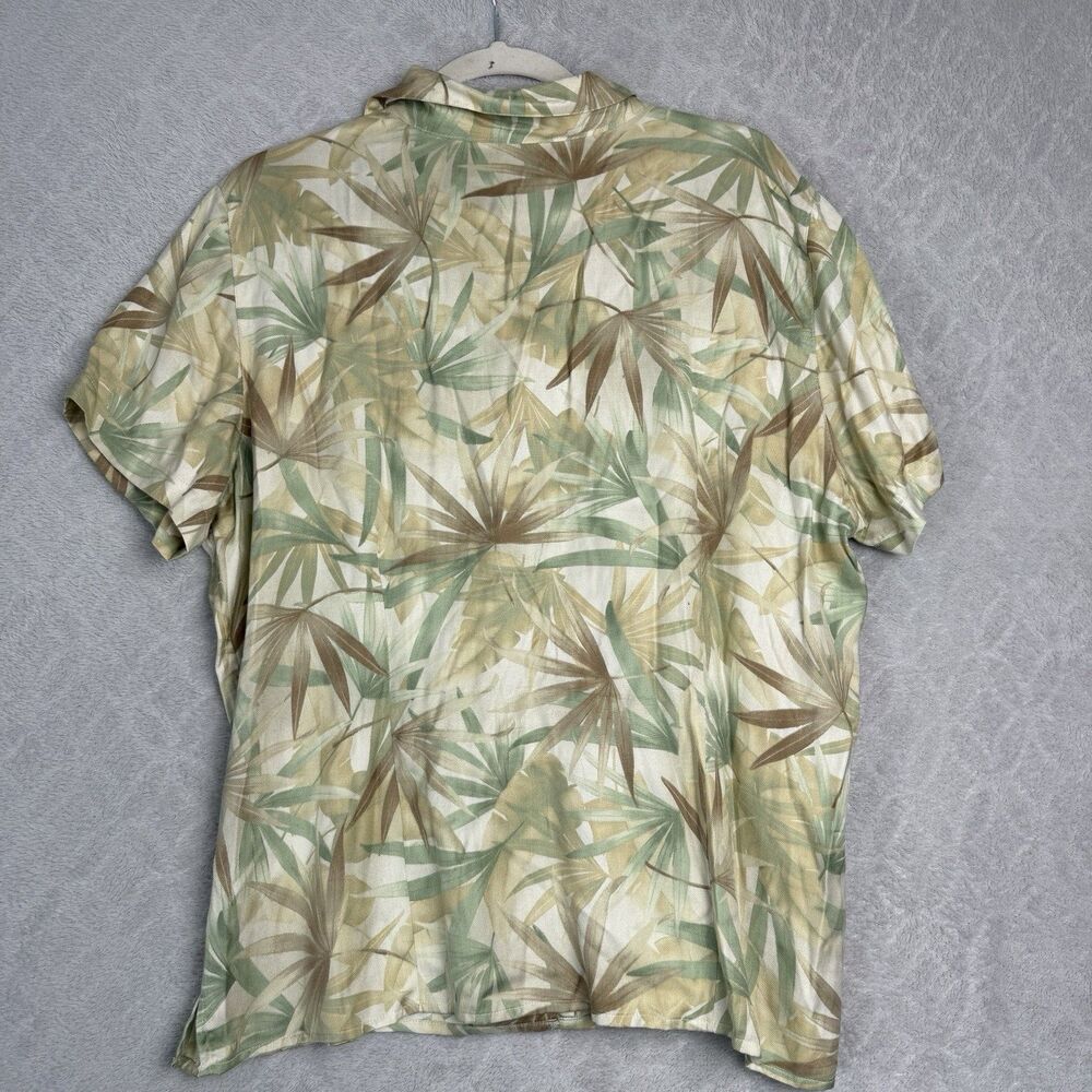 Vtg Silk Blend Hawaiian Camp Shirt Womens XL Neutral Vacation Retro Summer Palm - Picture 6 of 11